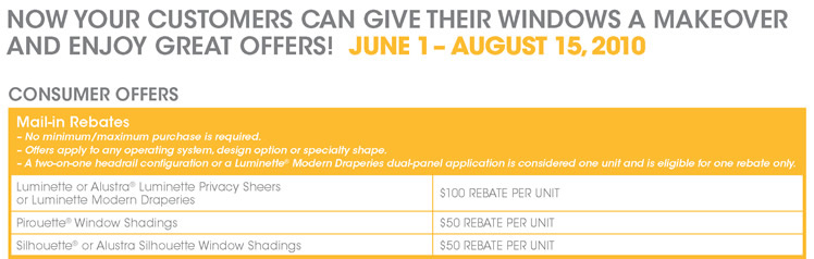 Offers June 1-August 15, 2010 Mail-In Rebates