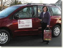 Nancy Hogan with Great Panes Van